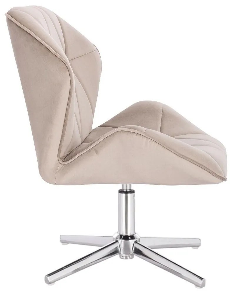 LuxuryForm DESIGN Stolička MILANO MAX VELUR na striebornom kríži - latte