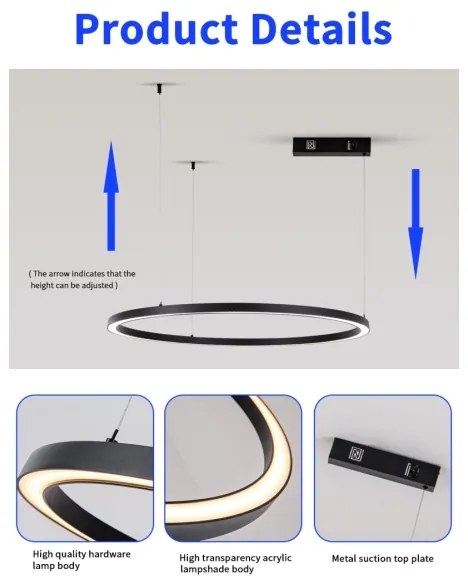 Immax NEO 07215L-LED Stmievateľný luster na lanku FINO 60W/230V 80cm čierna Tuya+DO