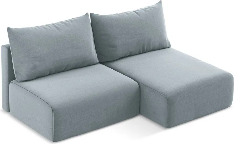 Modrá zamatová rozkladacia/s úložným priestorom rohová pohovka (pravý roh/s leňoškou) Kalena – Makamii