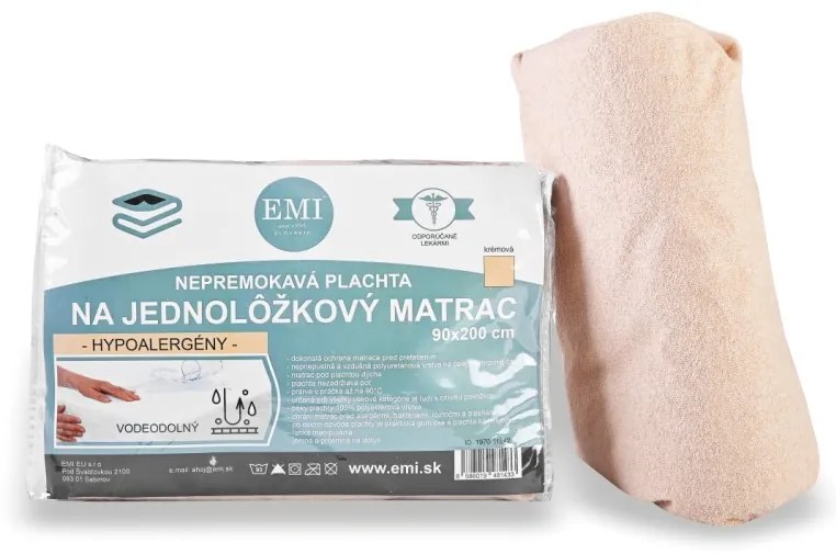 Nepremokavá plachta s gumičkou po obvode krémová EMI