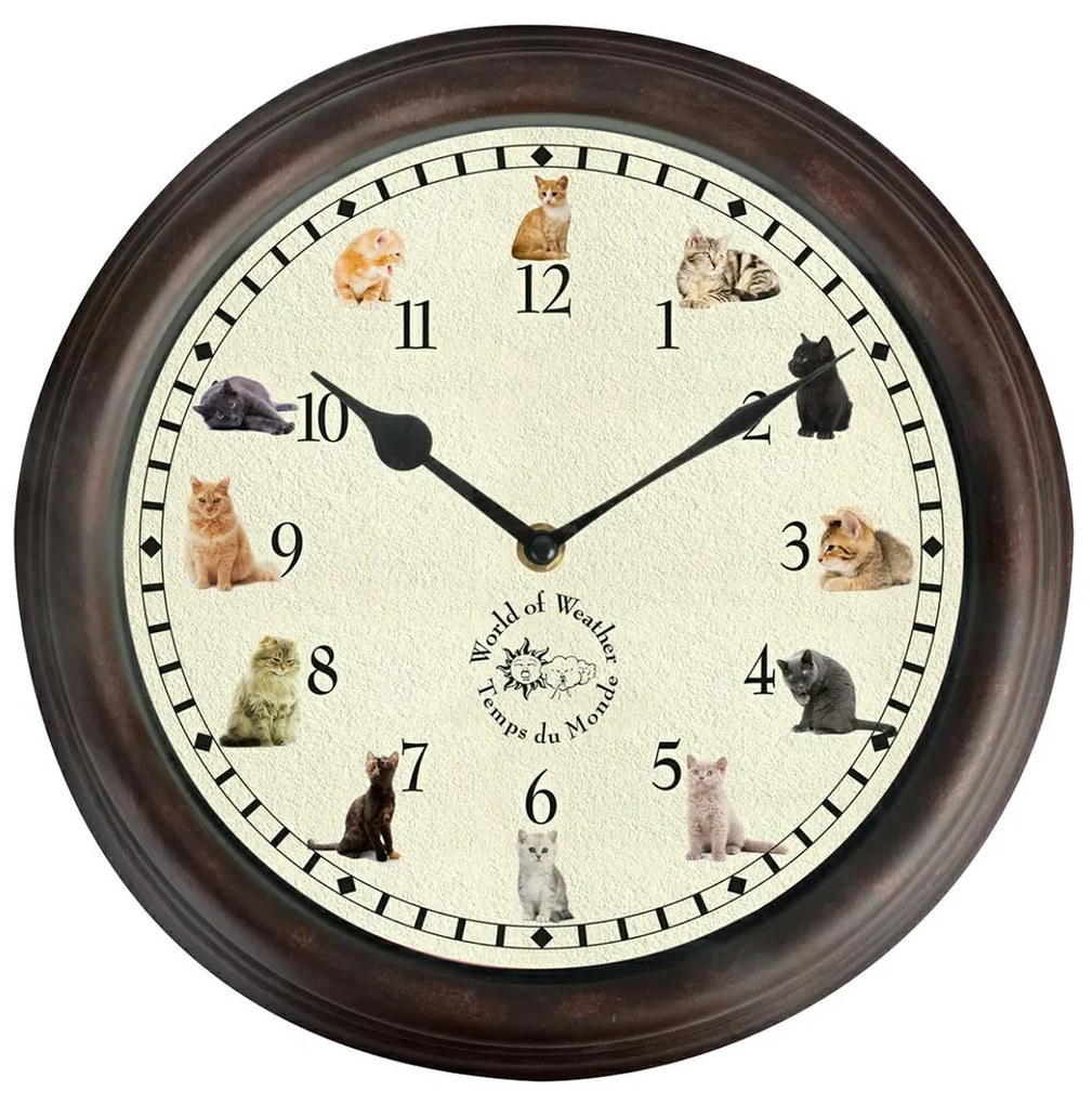 Nástenné hodiny Cats, hnedá