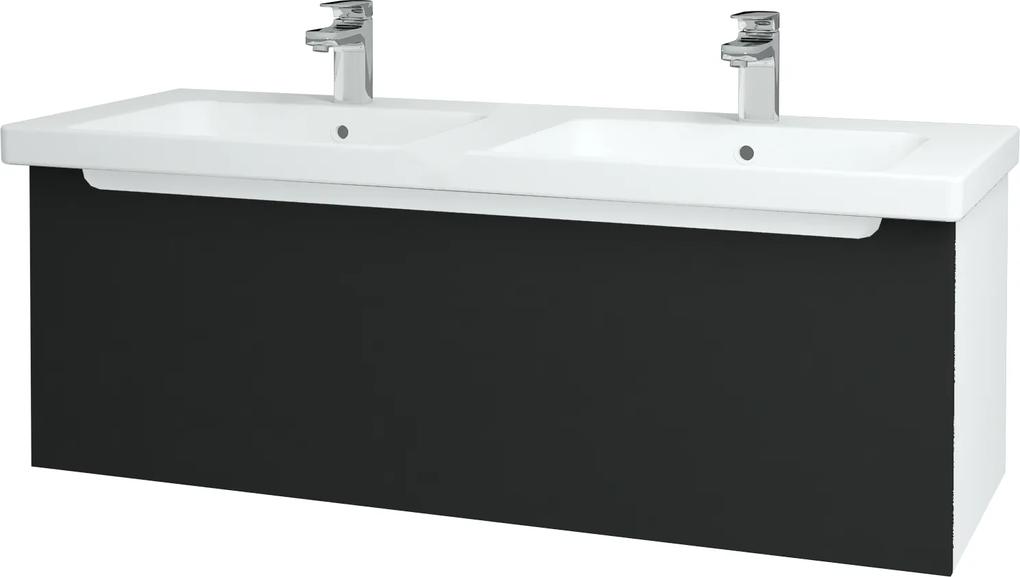 Dřevojas - Koupelnová skříň COLOR SZZ 125 - N01 Bílá lesk / L03 Antracit vysoký lesk (67741)