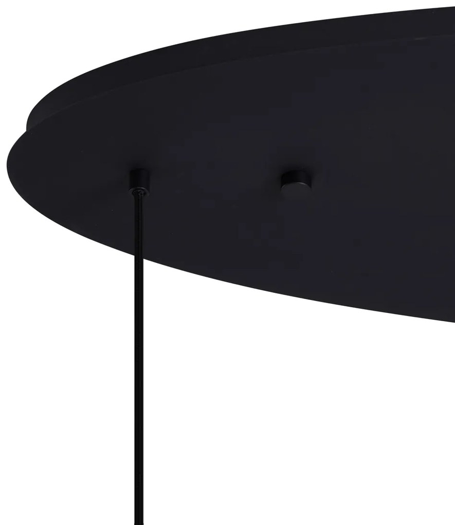 Art Deco závesná lampa čierna s oválnou stropnou doskou a zeleným a modrým sklom 6-svetelná - Douglass