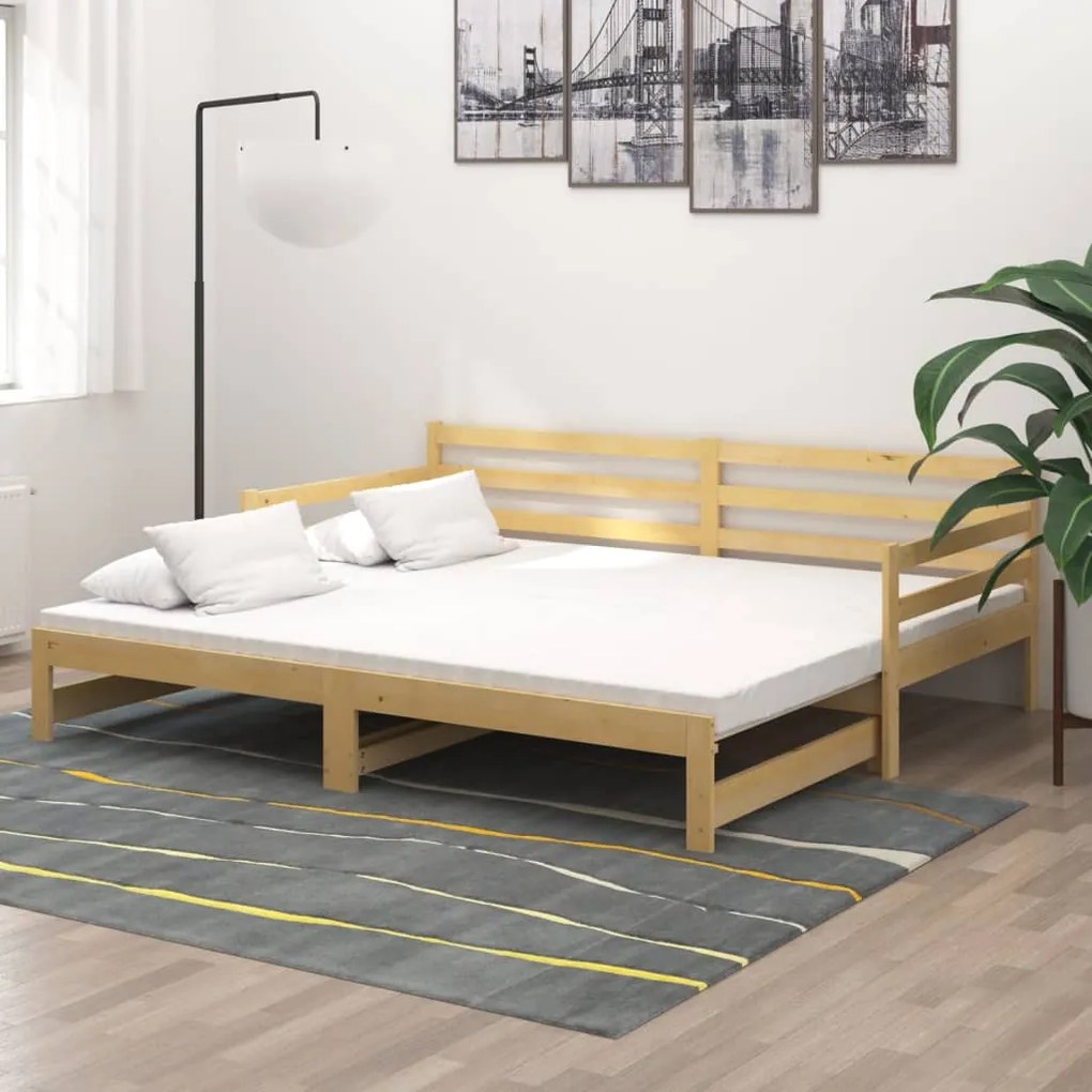 Rozkladacia denná posteľ 2x(90x200) cm, borovicový masív