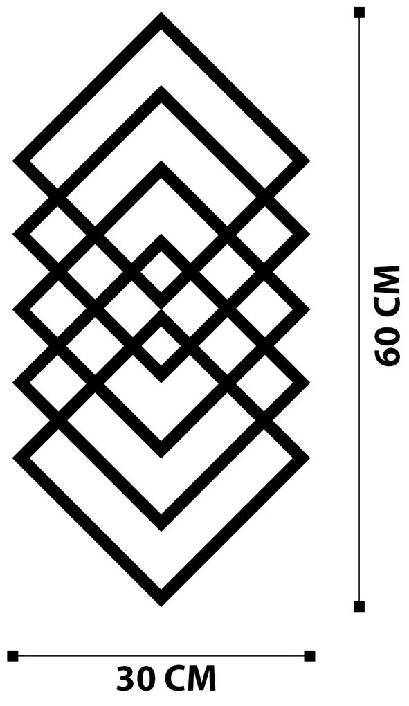 Geometrická čierna nástenná kovová dekorácia