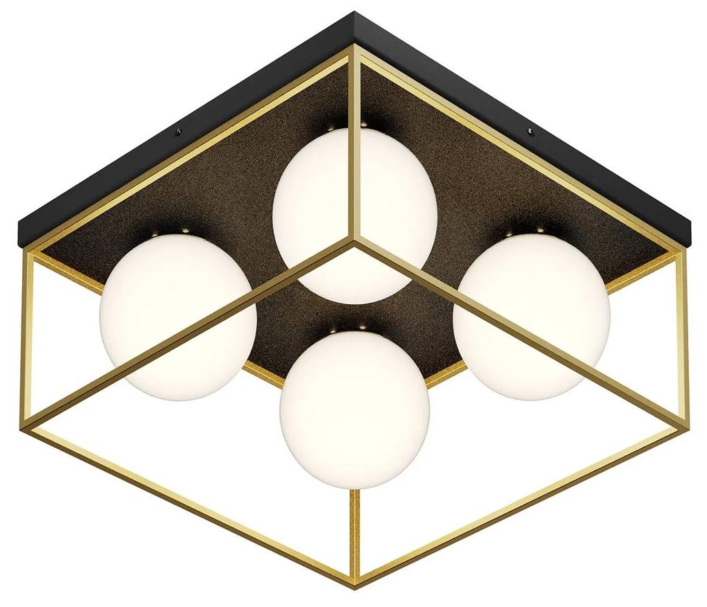 Stropná lampa Aloam so 4 sklenenými guľami