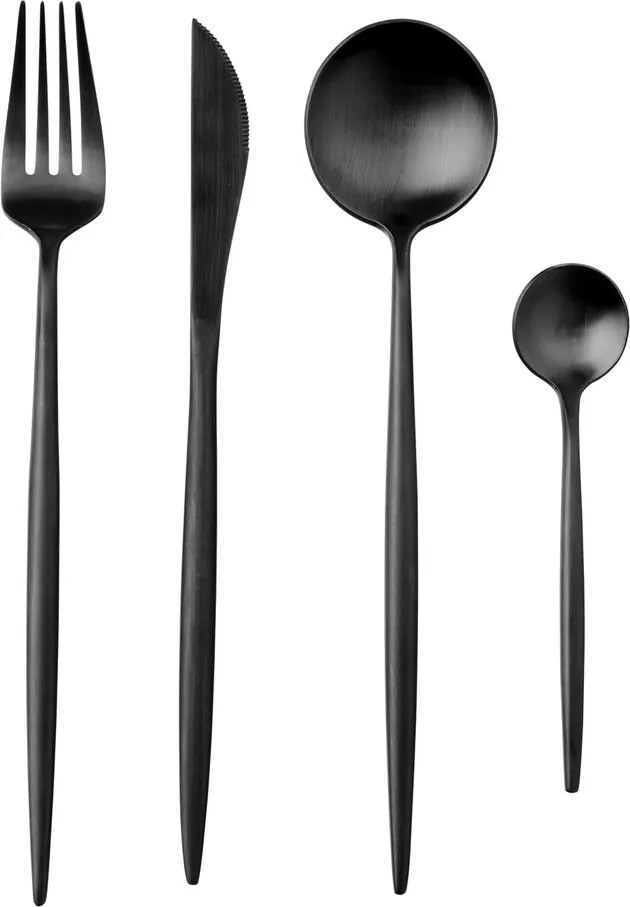 STILETTO Príbory matné set 4 ks – čierna