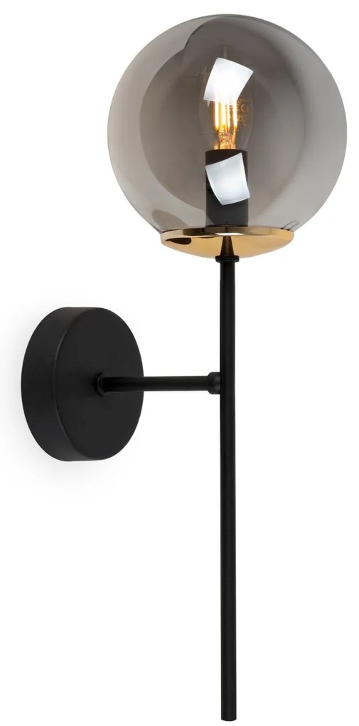 Nástenné svietidlo Paris, 1x grafitové sklenené tienidlo, B/G