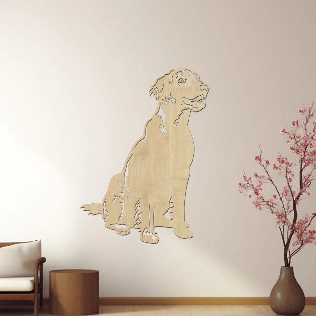 dřevo života Drevená dekorácia s motívom psa Flat Coated Retriever Rozmery - cm: 45x60, Zvoľte farbu dekoru: Javor