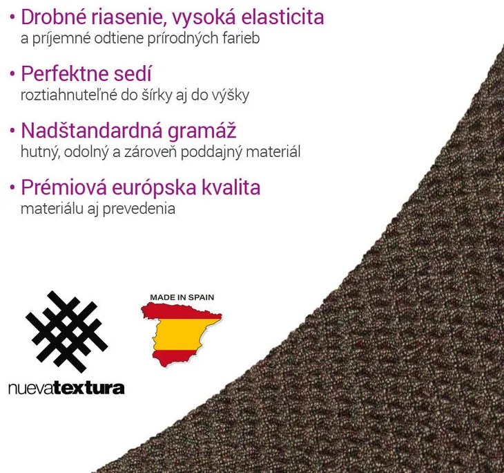 Super strečové poťahy HARMONIA tabaková sedačka s otomanom vľavo (š. 210 - 320 cm)