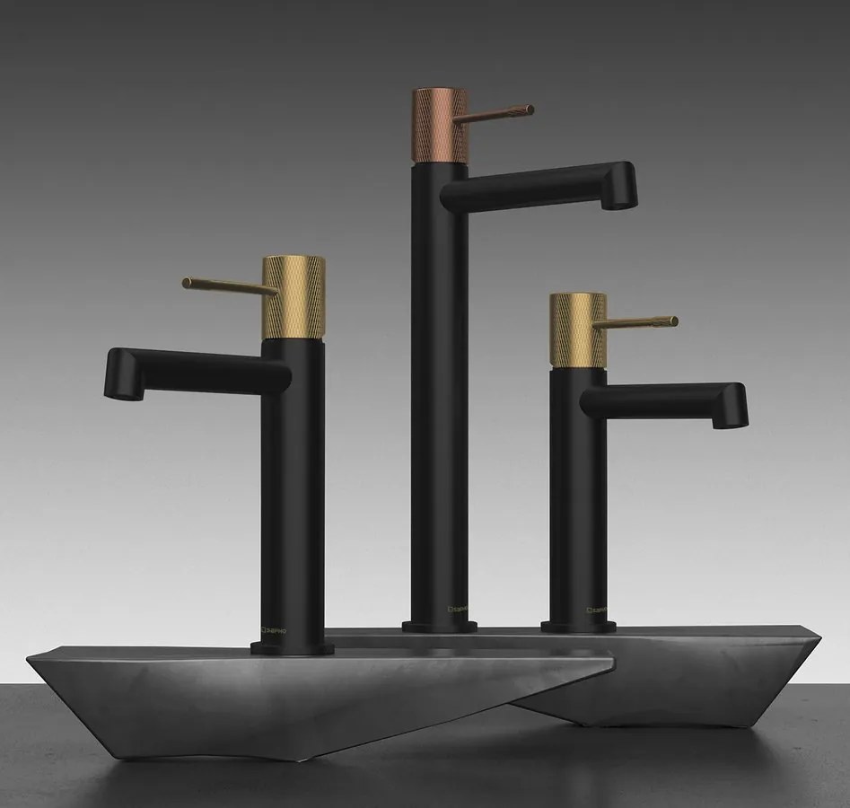 Sapho Sapho, SOLARIS stojanková umývadlová batéria bez výpuste, vysoká, čierna mat/chróm, WD006BC