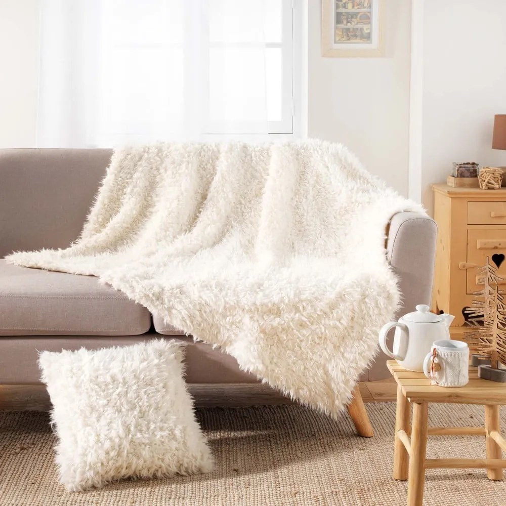 Biela deka z umelej kožušiny 125x150 cm Mouton – douceur d'intérieur