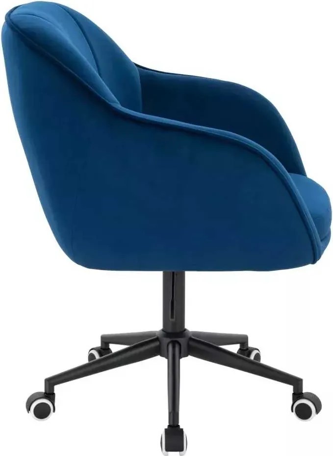 LuxuryForm DESIGN Stolička AVOLA VELUR na čiernej podstave s kolieskami - modrá