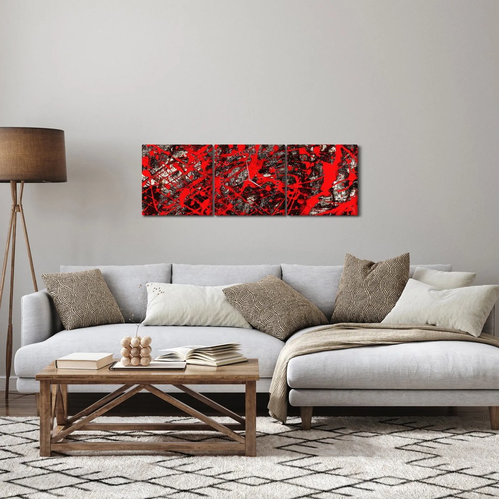 Obraz - Expresívne abstrakcie (s hodinami) (90x30 cm)