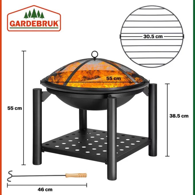 InternetovaZahrada Ohnisko Oval Ø55 cm s úložným priestorom