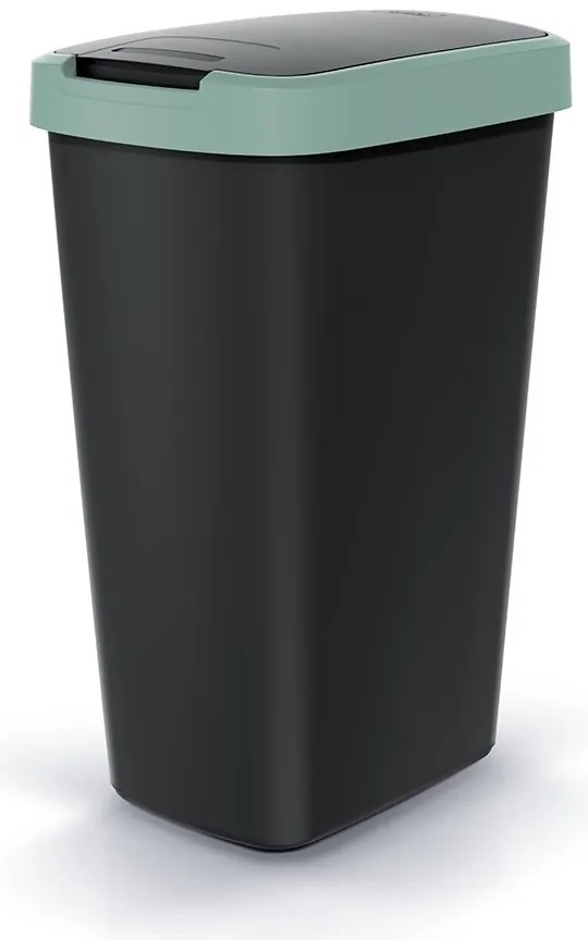 Odpadkový kôš s farebným vekom, 45 l, zelená / čierna
