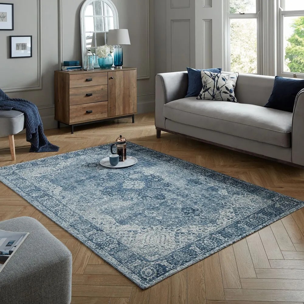 Flair Rugs, Kusový koberec Manhattan Antique Blue, 120x170, modrá, obývacia izba