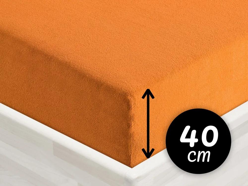 Froté napínacie prestieradlo na extra vysoký matrac FR-006 Oranžové 100 x 200 - výška 40 cm