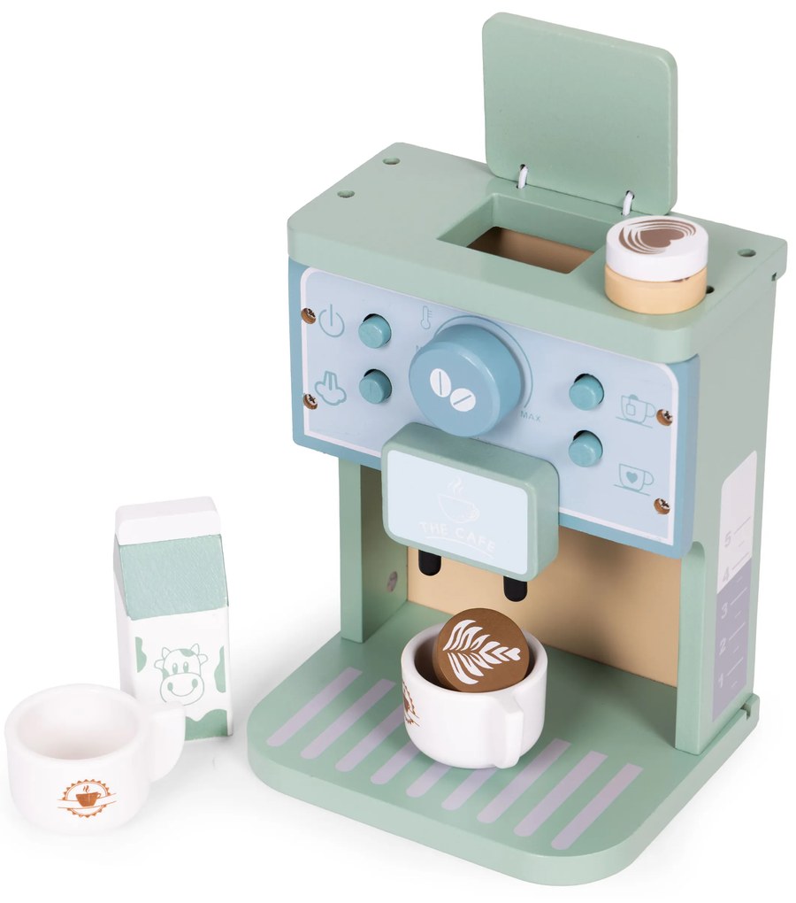 Drevený kávovar pre deti, 8 dielov, ECOTOYS