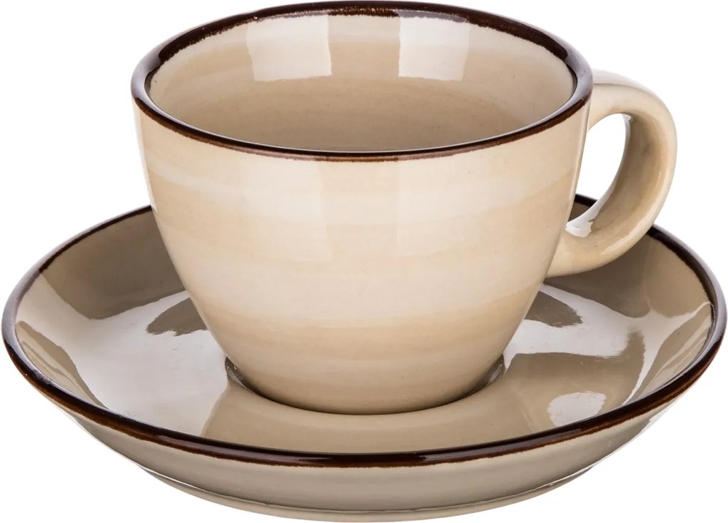 Banquet Súprava 6 šálok s podšálkami Palas 90 ml, krémová