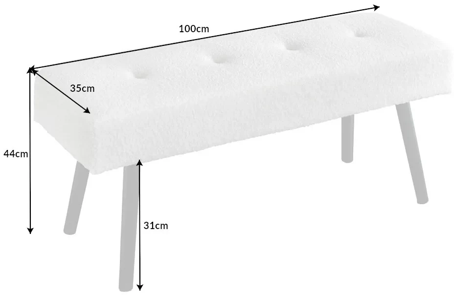 Dizajnová lavica Bailey 100 cm biela