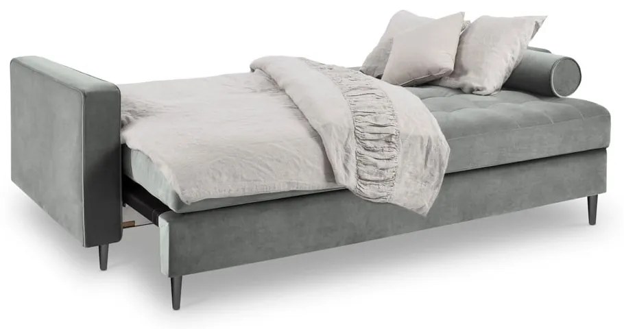 Svetlosivá zamatová rozkladacia pohovka Milo Casa Santo