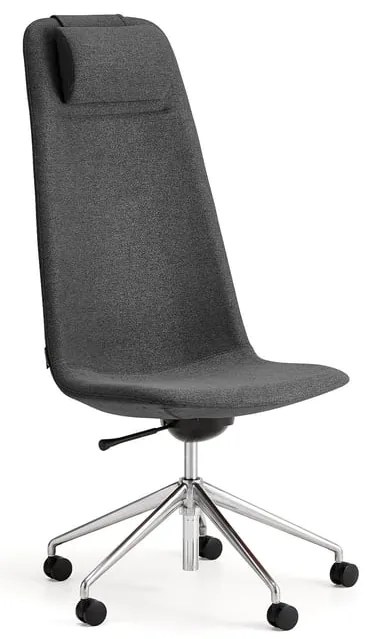 Stolička LANGLEY, vysoký sedák, s kolieskami, brúsený hliník/antracit