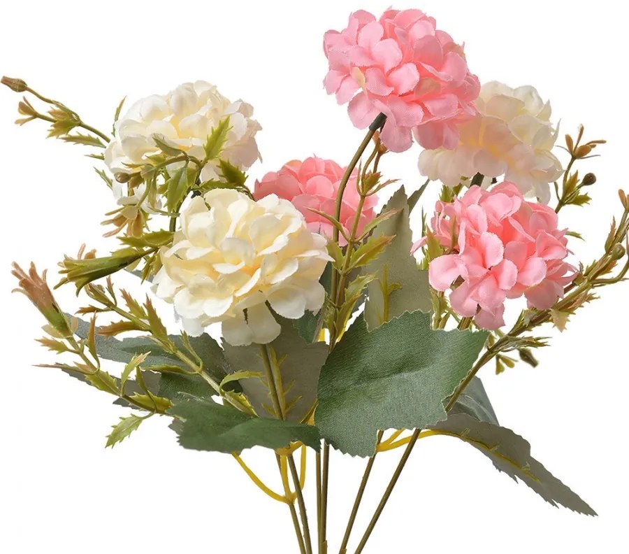 Dekorácia umelý kvet s ružovými a béžovými kvetmi - 15*10*30 cm