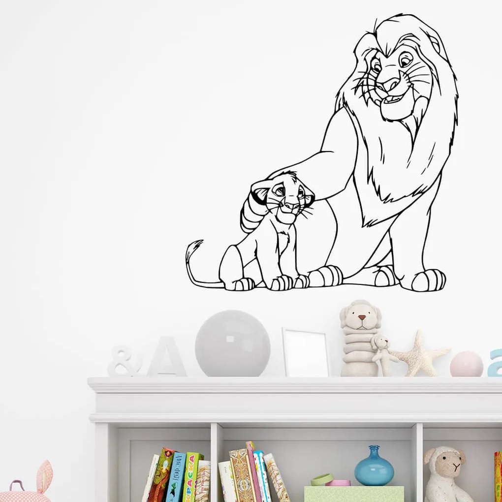 Veselá Stena Samolepka Mufasa a Simba Leví kráľ Farba: oranžová, Veľkosť: 60 x 61 cm