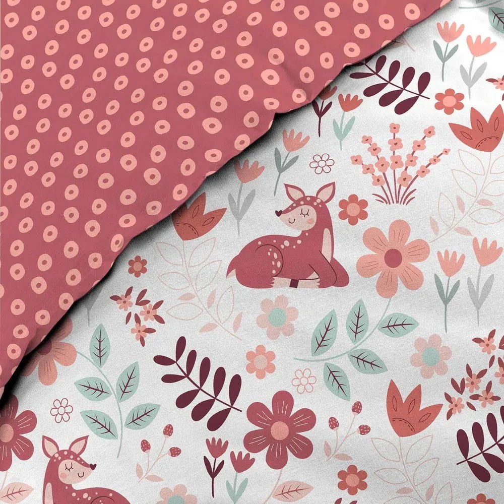 Biele/ružové bavlnené detské obliečky na jednolôžko 140x200 cm Bichette – douceur d'intérieur