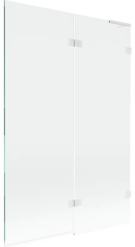 Mexen Lunar L, pravá 2-krídlová vaňová zástena 120 x 150 cm, 8mm číre sklo, biely profil, 897L-120-100-20-00-P