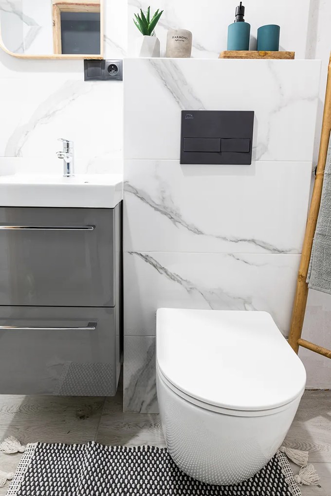 Laveo Desna, závesná WC misa Rimless 485x370x320 mm + toaletné sedadlo, biela lesklá, LAV-VMD_600S
