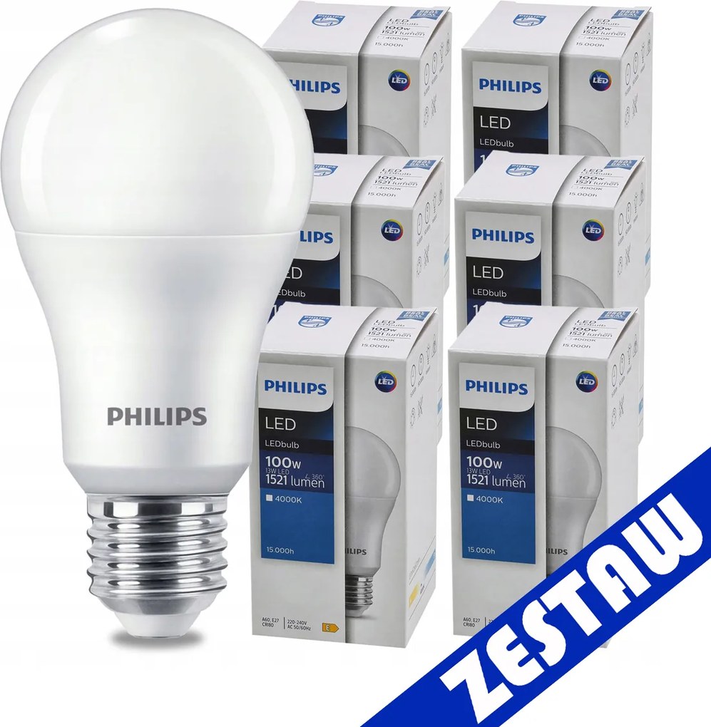 SADA 6 LED žiaroviek E27 A60 13W 1521lm LED žiarovka 4000K