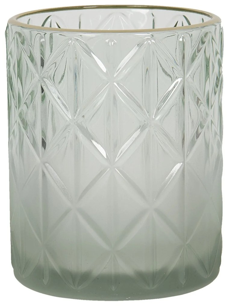 Svietnik z nazelenalého skla so zlatým okrajom - Ø 10 * 12 cm