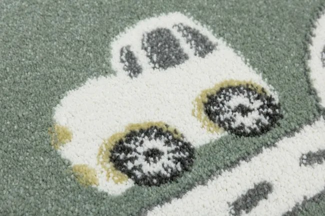 Detský koberec C262A Ulice svetlosivý / zelený / tyrkysový kruh