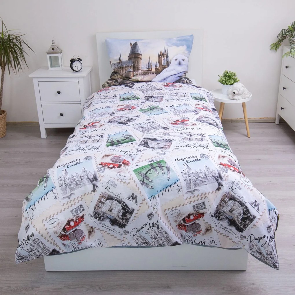 Jerry Fabrics Bavlnené obliečky 140x200 + 70x90 cm - Harry Potter "Hedwig 02"