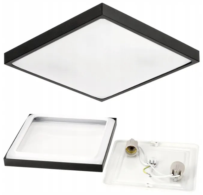 BERGE Stropné LED svietidlo LARI-S BLACK - 2xE27 IP20 + 2x E27 10W sviečka - studená biela