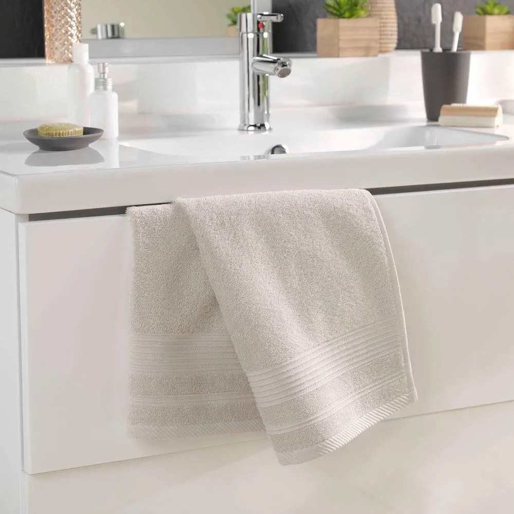 Béžový froté bavlnený uterák 50x90 cm Tendresse – douceur d'intérieur