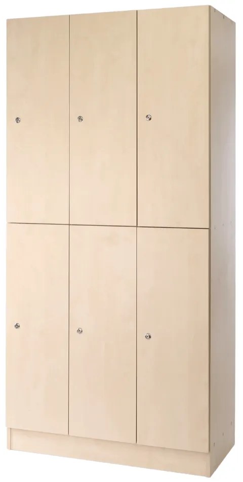 Drevená šatníková skrinka Visio - 6 boxov, 90 x 45 x 185 cm, cylindrický zámok, javor