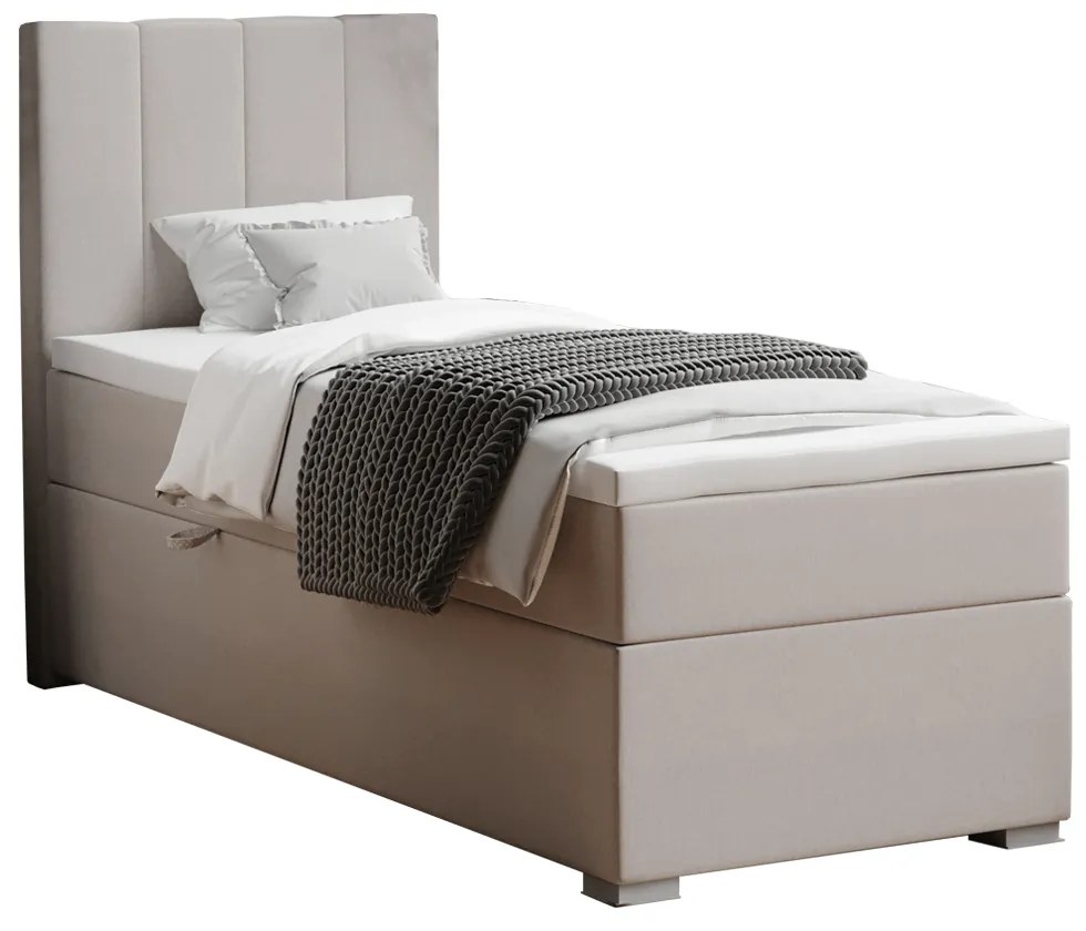 Boxspringová posteľ, jednolôžko, taupe, 90x200, ľavá, BRED