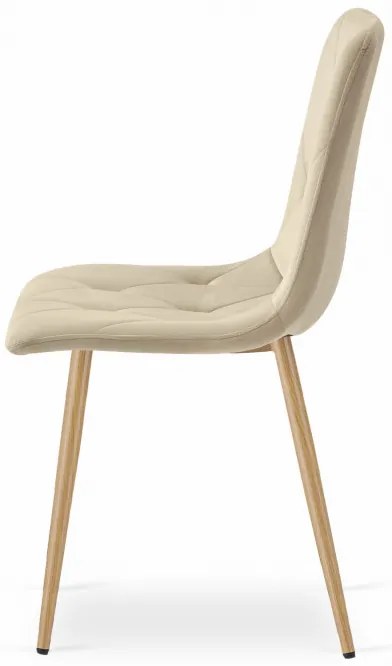 Set dvoch jedálenských stoličiek LIBRA zamatové svetlobéžové / drevené nohy (2 ks)
