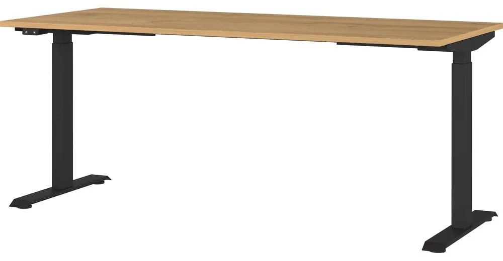 Polohovací pracovný stôl s elektricky nastaviteľnou výškou s doskou v dubovom dekore 80x180 cm Agenda – Germania