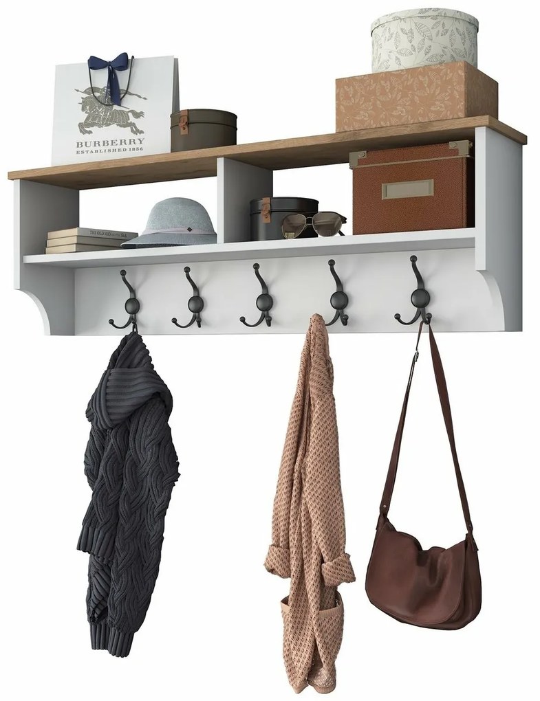 Nástenný vešiak Polo White and Walnut