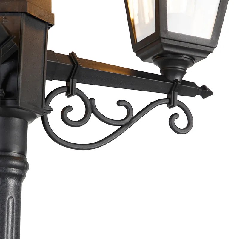 Klasická lampa s lampášom čierna 3 svetlá IP44 - Capital