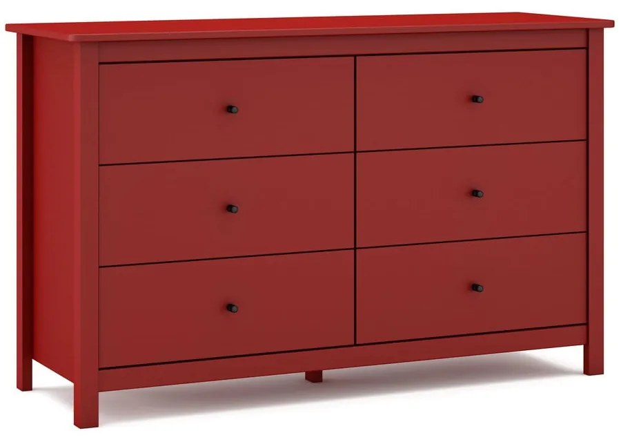Červená nízka komoda z borovicového dreva 130x80 cm Misti – Marckeric