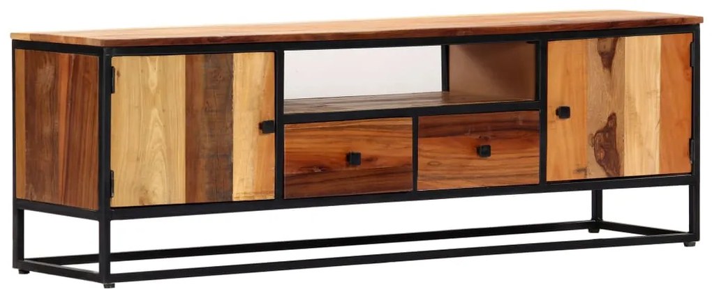 vidaXL TV stolík 120x30x40 cm masívne recyklované drevo a oceľ