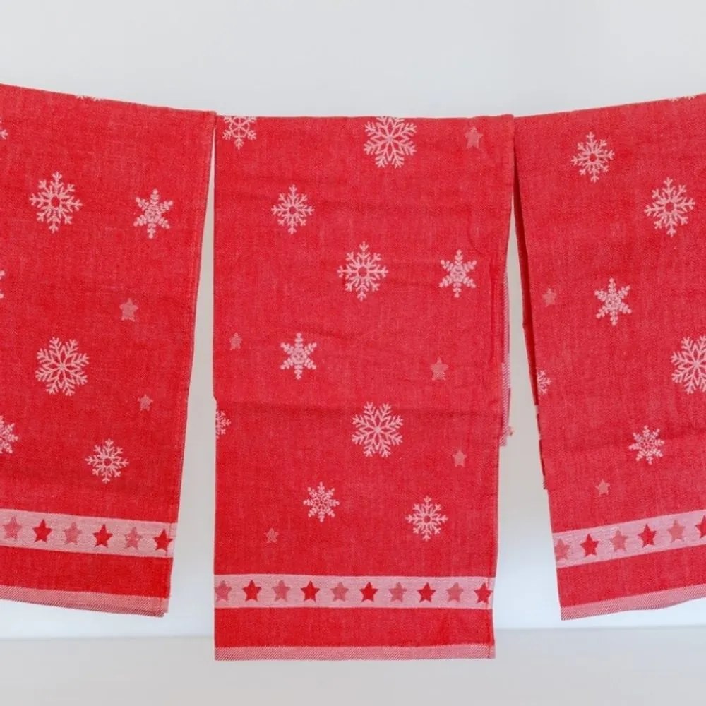 Polášek Utierka Egypt so zimným motívom – 3 ks - č. 110 | Červená / šedá