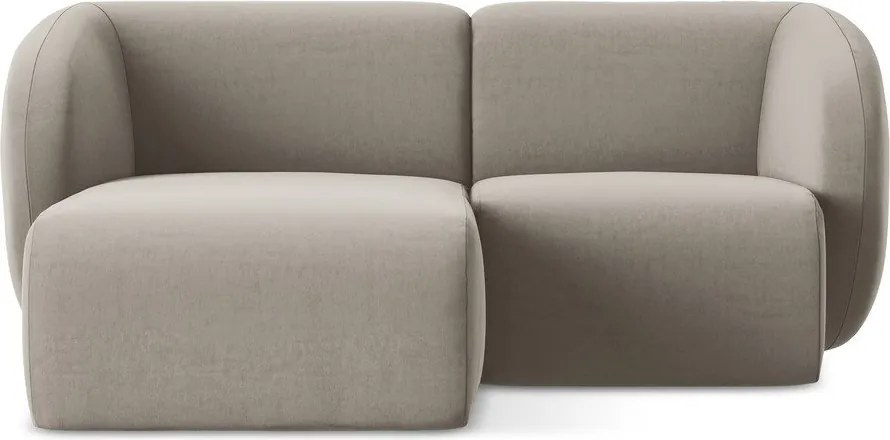 Svetlohnedá zamatová rohová pohovka (ľavý roh/s leňoškou) Lani – Makamii