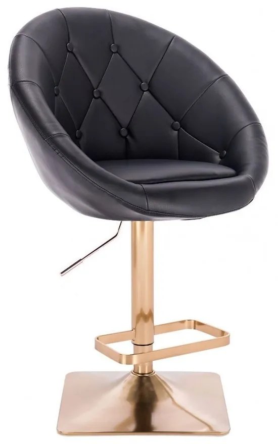 LuxuryForm DESIGN Barová stolička VERA na zlatej hranatej podstave - čierna