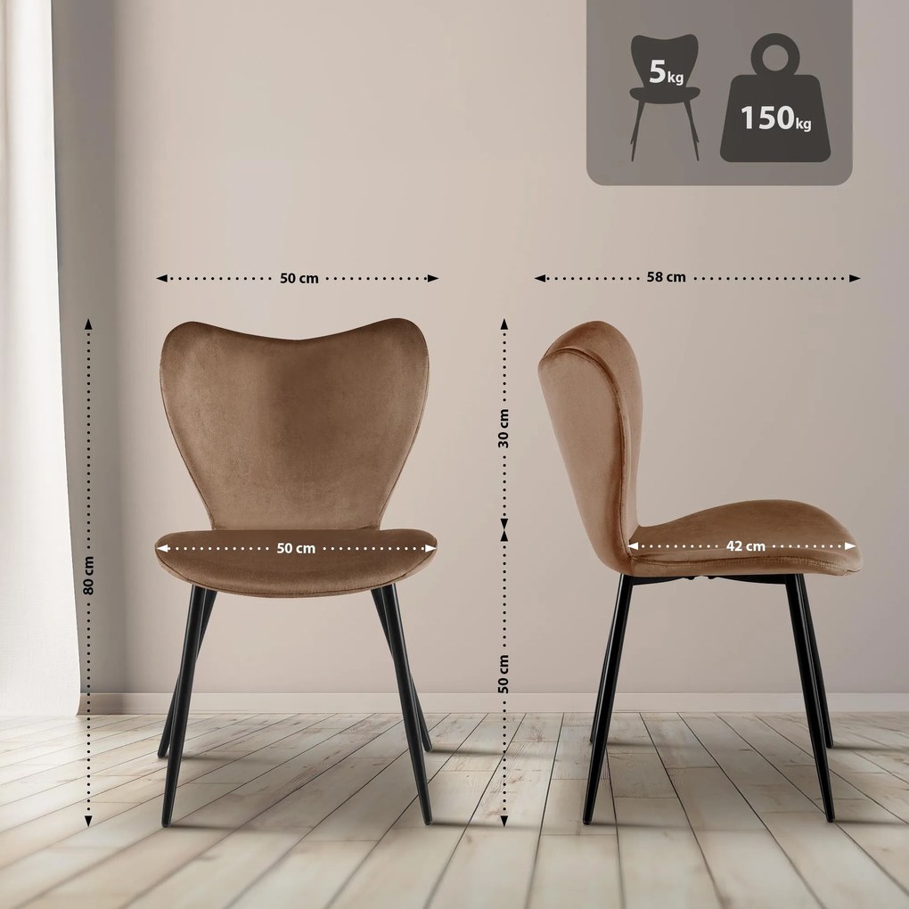 Jedálenská stolička Maika zamat - hnedá